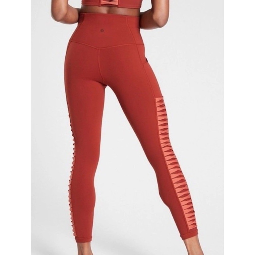 Athleta Women's Salutation Stash Pocket II Twist 7/8 Tight Russet Brown Sz‎ XS